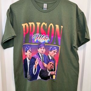 The Office Prison Mike Michael Scott Green T-Shirt Dunder Mifflin Men’s L